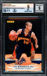 Stephen Curry Autographed 2009-10 Panini Rookie Card #307 Golden State Warriors BGS 9 Auto Grade Mint 9 Beckett BAS #18113391