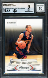 Stephen Curry Autographed 2009-10 Panini Prestige Rookie Card #157 Golden State Warriors BGS 9 Auto Grade Gem Mint 10 Beckett BAS #18113315