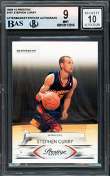 Stephen Curry Autographed 2009-10 Panini Prestige Rookie Card #157 Golden State Warriors BGS 9 Auto Grade Gem Mint 10 Beckett BAS #18113316