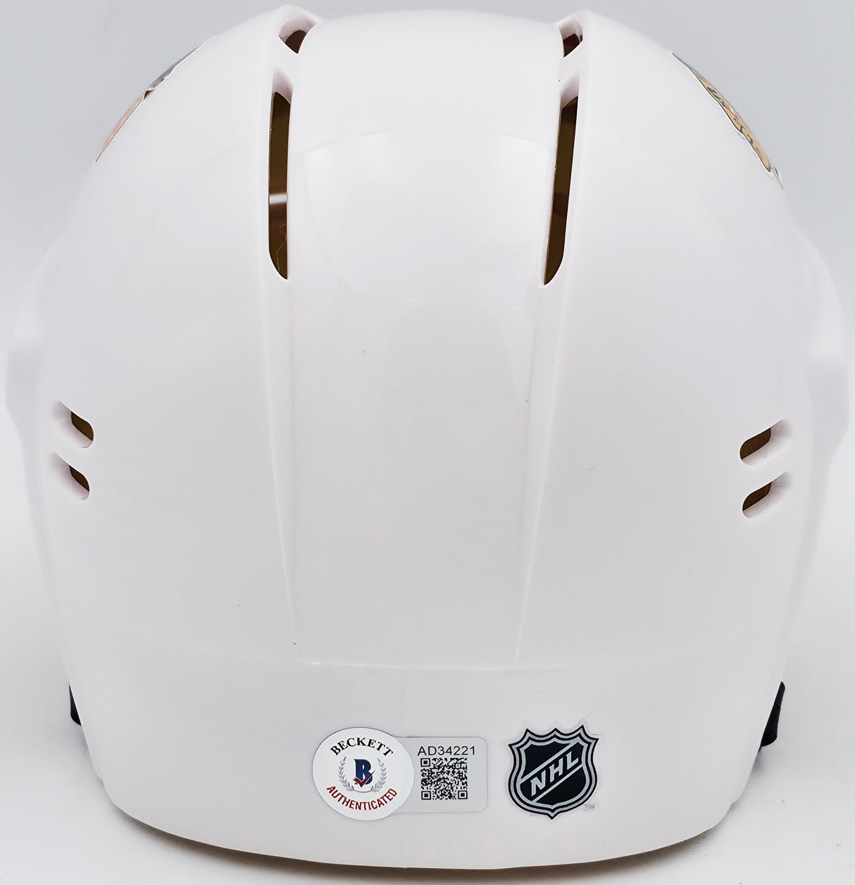 Chevy Chase Autographed Chicago Blackhawks White Speed Mini Helmet Beckett BAS QR #AD34221