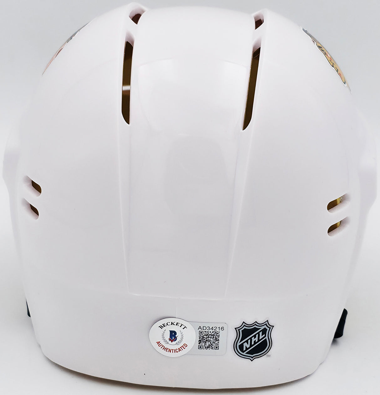 Chevy Chase Autographed Chicago Blackhawks White Speed Mini Helmet Beckett BAS QR #AD34216