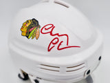 Chevy Chase Autographed Chicago Blackhawks White Speed Mini Helmet Beckett BAS QR #AD34233