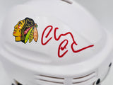 Chevy Chase Autographed Chicago Blackhawks White Speed Mini Helmet Beckett BAS QR #AD34238
