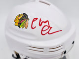 Chevy Chase Autographed Chicago Blackhawks White Speed Mini Helmet Beckett BAS QR #AD34234