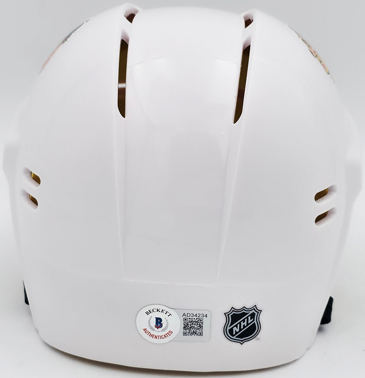 Chevy Chase Autographed Chicago Blackhawks White Speed Mini Helmet Beckett BAS QR #AD34234