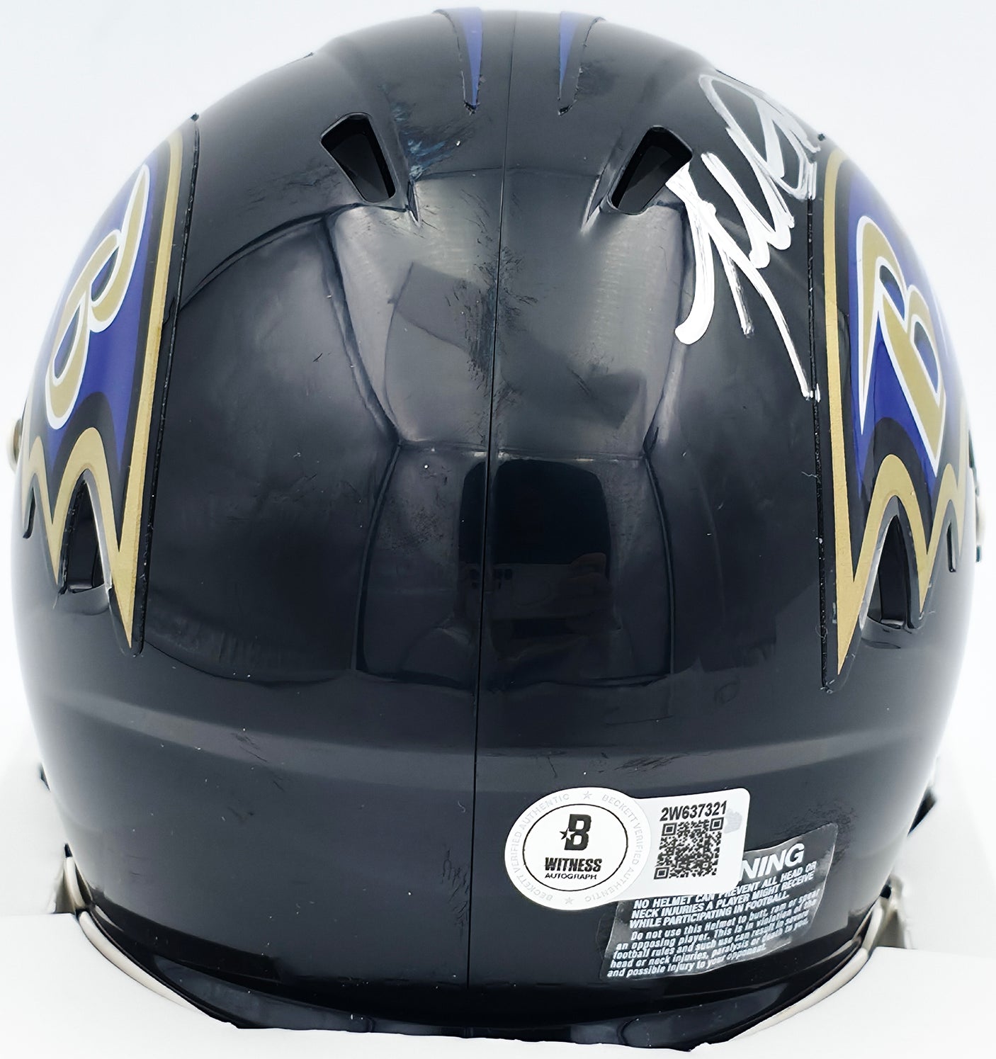 Terrell Suggs Autographed Baltimore Ravens Black Speed Mini Helmet Beckett BAS Witness #2W637321