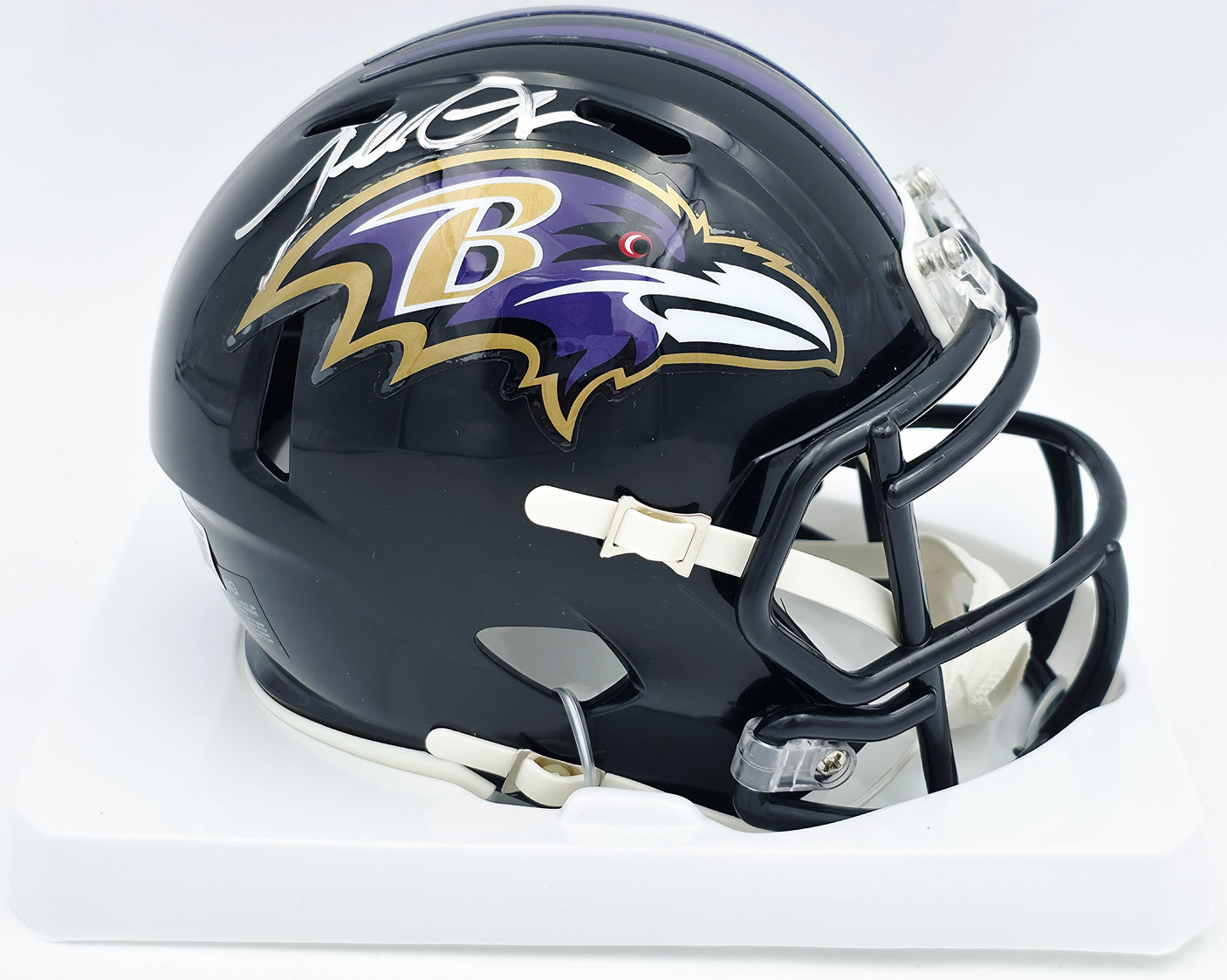 Terrell Suggs Autographed Baltimore Ravens Black Speed Mini Helmet Beckett BAS Witness #2W637332