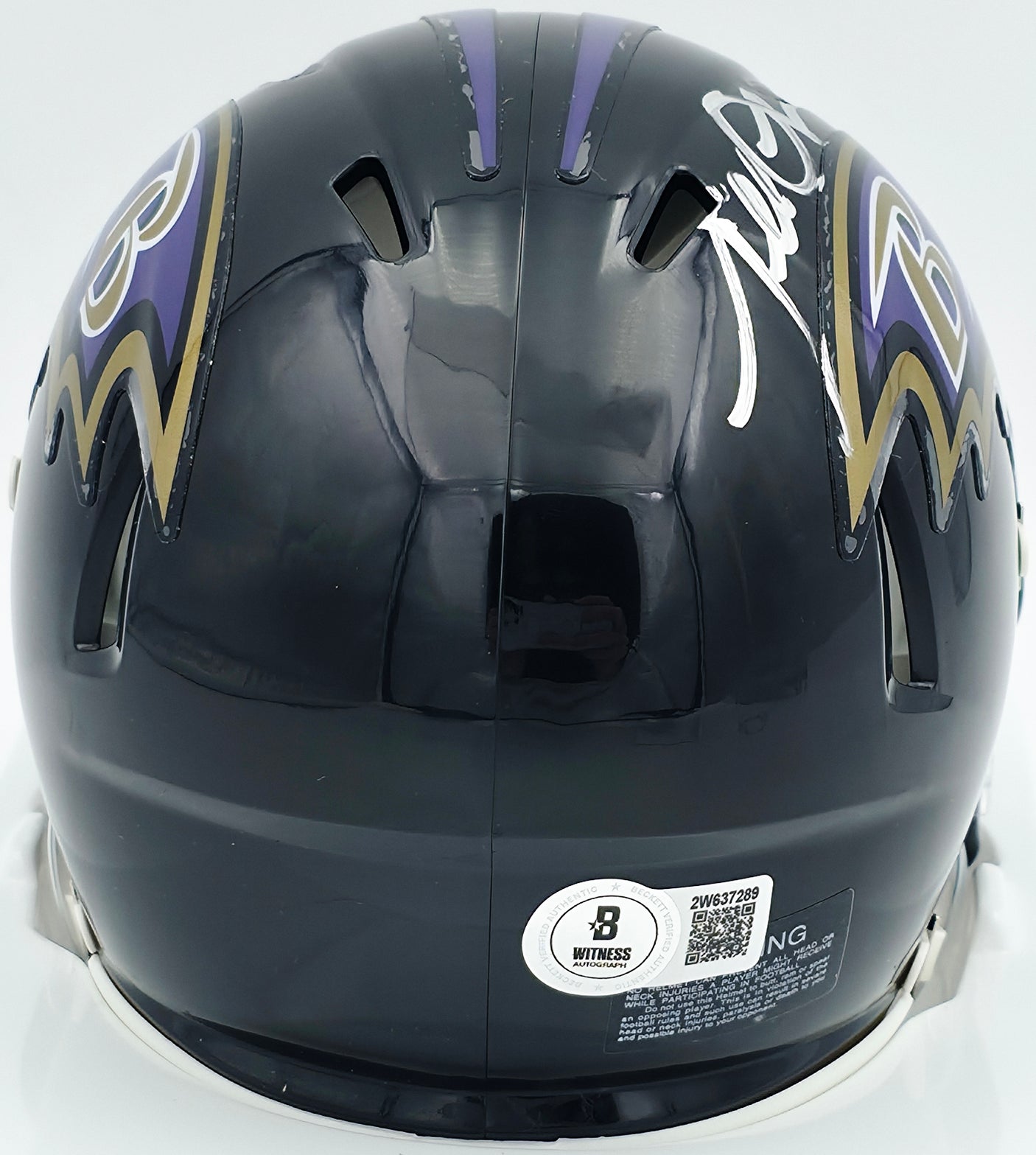 Terrell Suggs Autographed Baltimore Ravens Black Speed Mini Helmet Beckett BAS Witness #2W637332