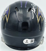 Terrell Suggs Autographed Baltimore Ravens Black Speed Mini Helmet Beckett BAS Witness #2W637332