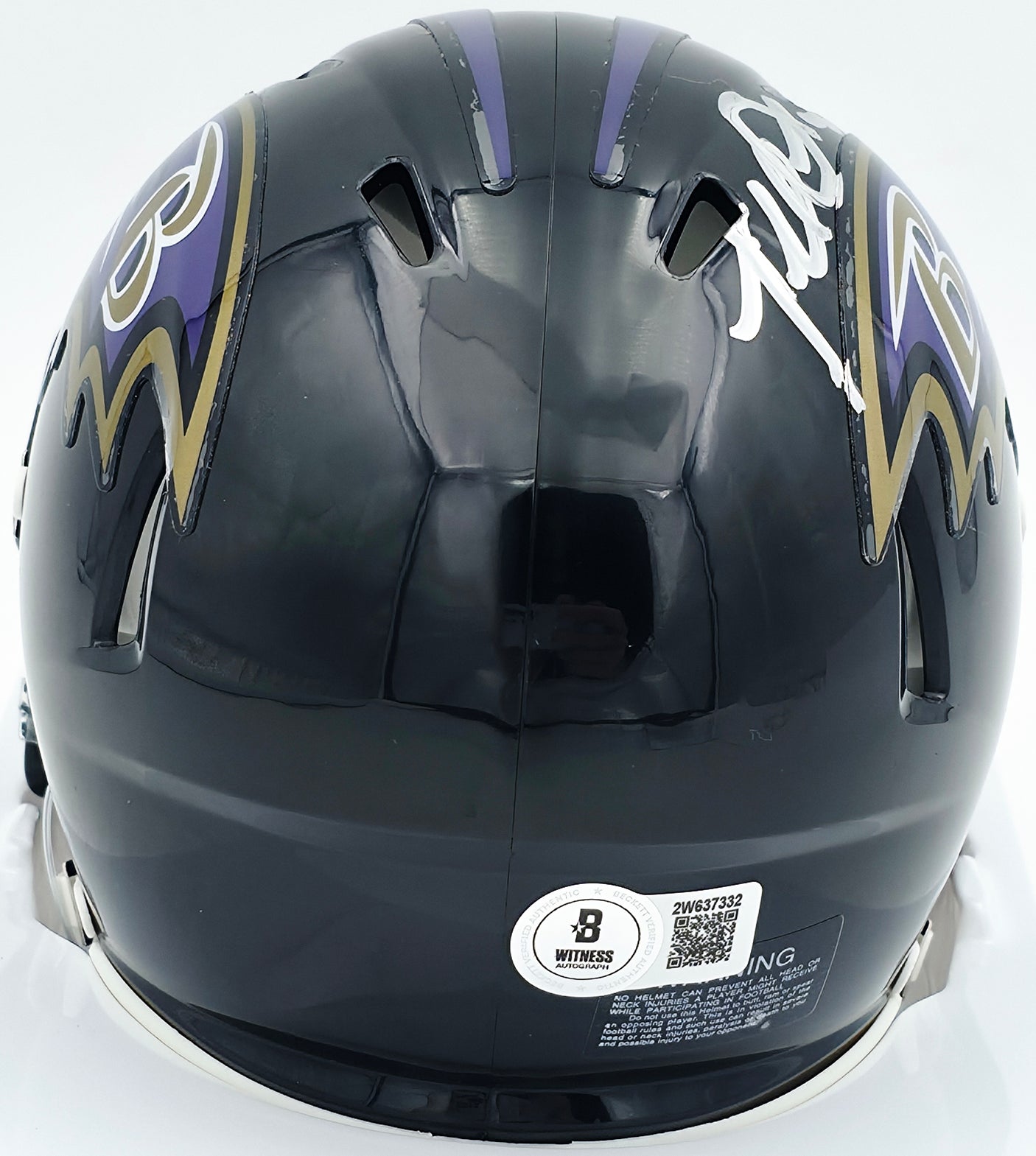 Terrell Suggs Autographed Baltimore Ravens Black Speed Mini Helmet Beckett BAS Witness #2W637289