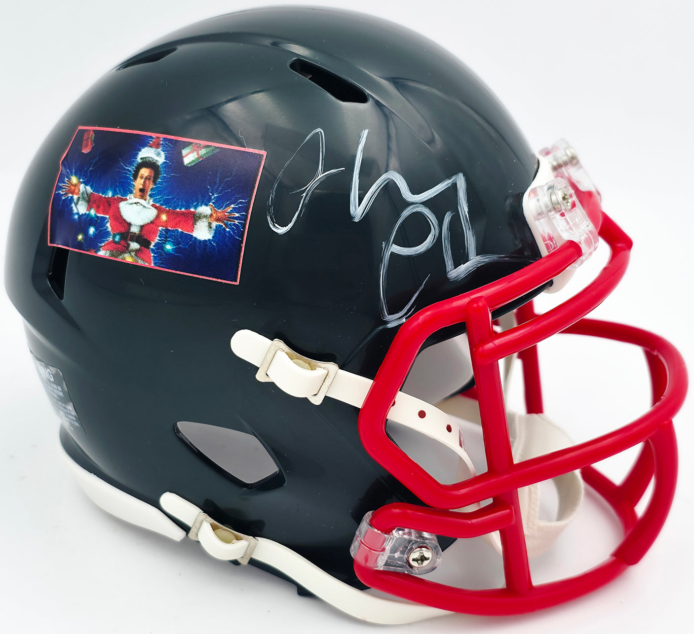Chevy Chase Autographed Christmas Vacation Black Speed Mini Helmet Beckett BAS QR #AD34316
