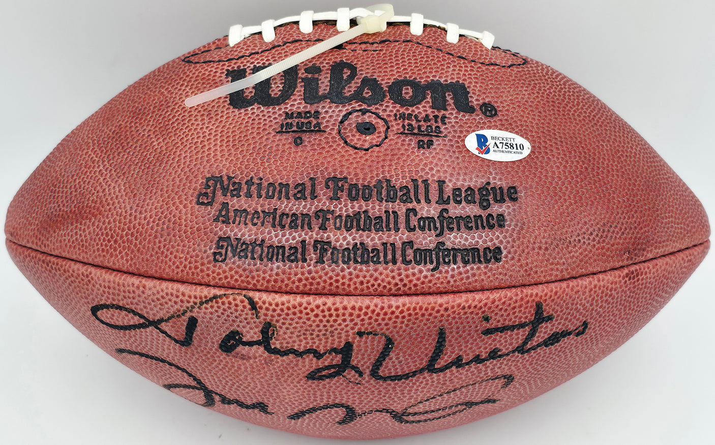 Johnny Unitas & Joe Montana Autographed Official NFL Leather Game Football Beckett BAS #A75810