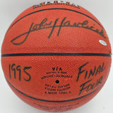 John Havlicek Autographed Official NBA Leather Basketball Boston Celtics (Damaged) UDA Holo #AAK24590