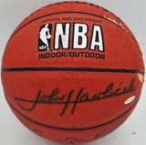 John Havlicek Autographed Official NBA Leather Basketball Boston Celtics (Damaged) UDA Holo #AAK24590