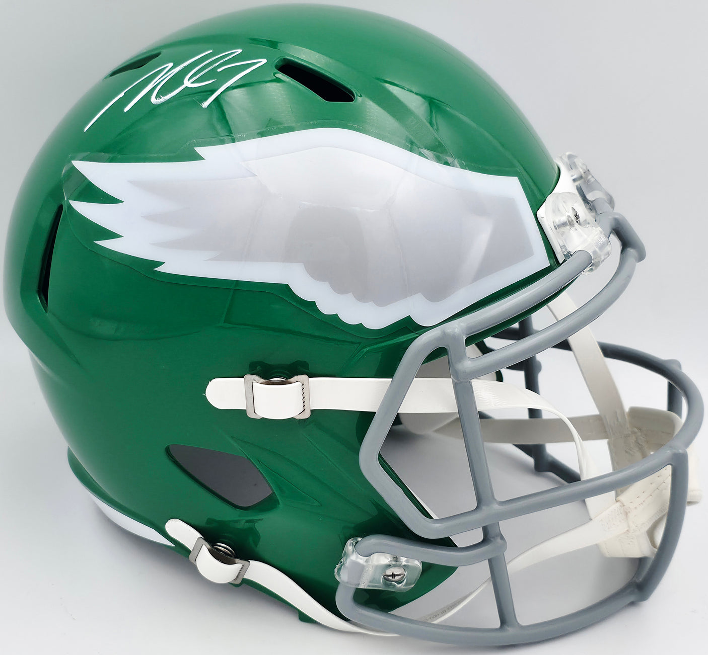 Michael Vick Autographed Philadelphia Eagles Kelly Green Full Size Replica Speed Helmet (Smudged) Beckett BAS Witness #2W94592