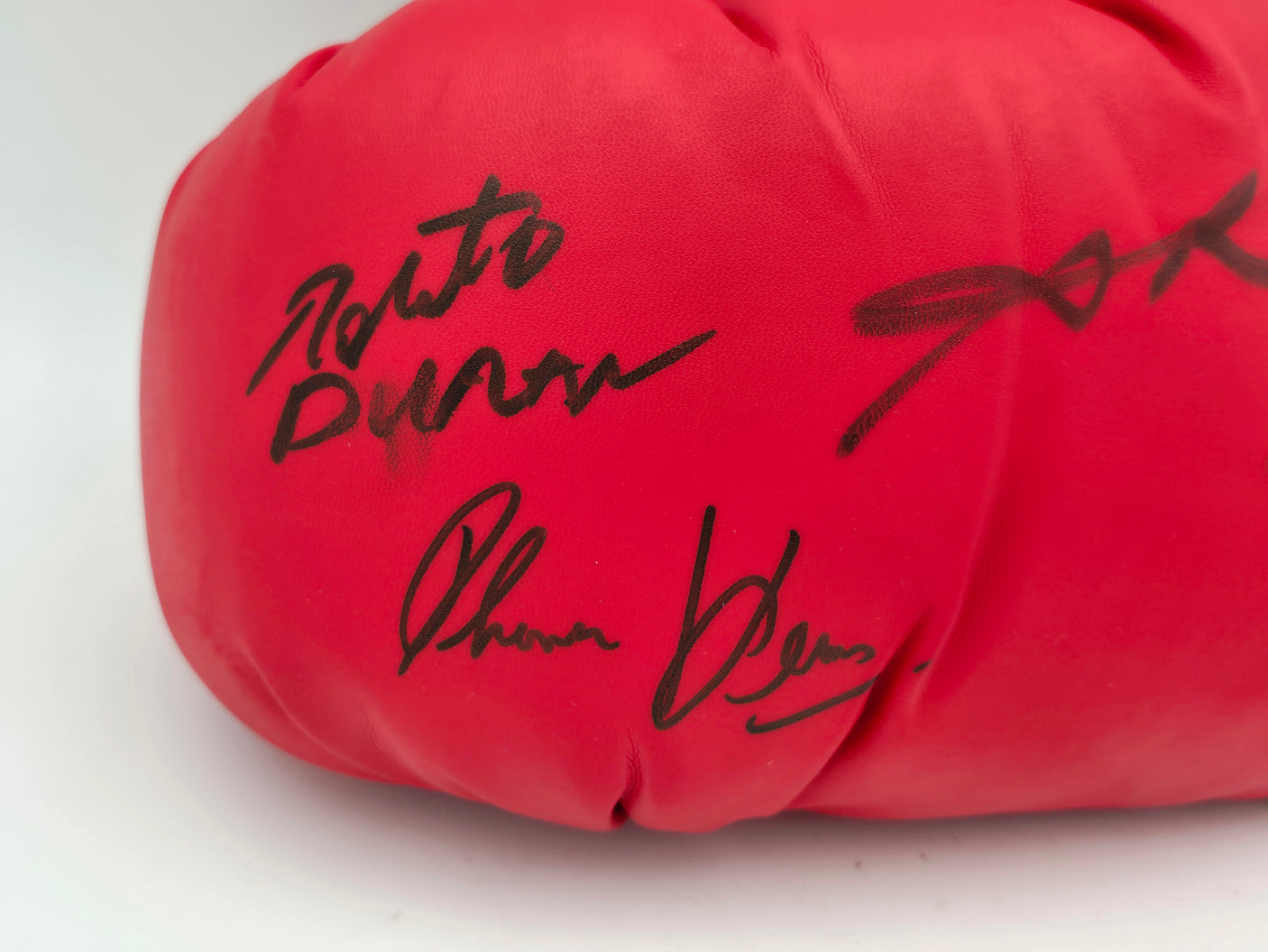 Boxing Greats Autographed Black Everlast Boxing Glove Signed By Sugar Ray Leonard, Thomas "Hitman" Hearns & Roberto Duran LH PSA/DNA #5A17049