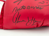 Boxing Greats Autographed Black Everlast Boxing Glove Signed By Sugar Ray Leonard, Thomas "Hitman" Hearns & Roberto Duran RH PSA/DNA #5A16137