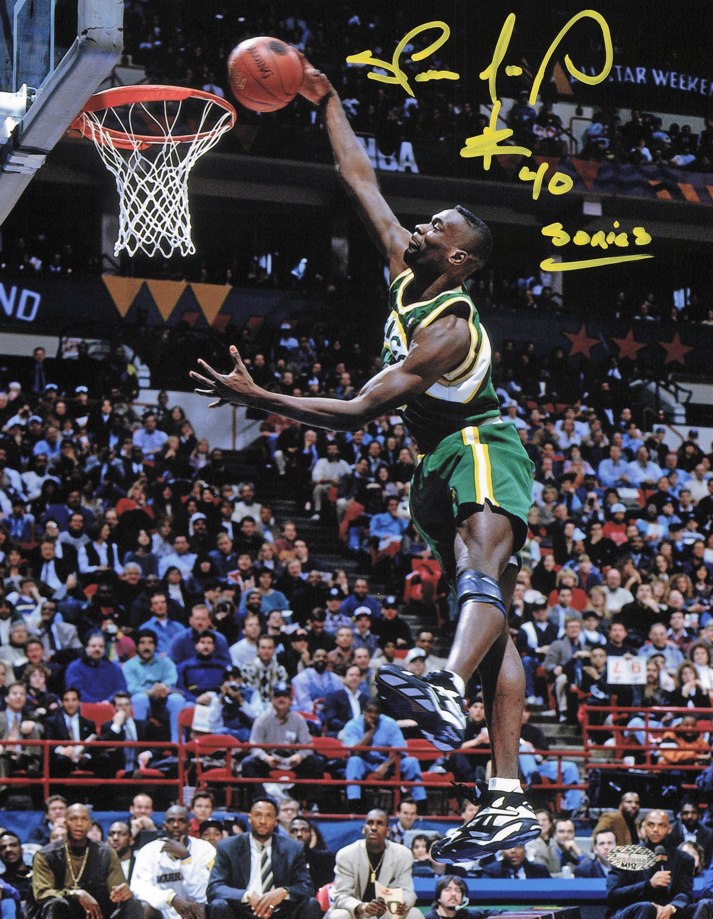 Shawn Kemp Autographed 11x14 Photo Seattle Supersonics "6x All Star" MCS Holo #64117