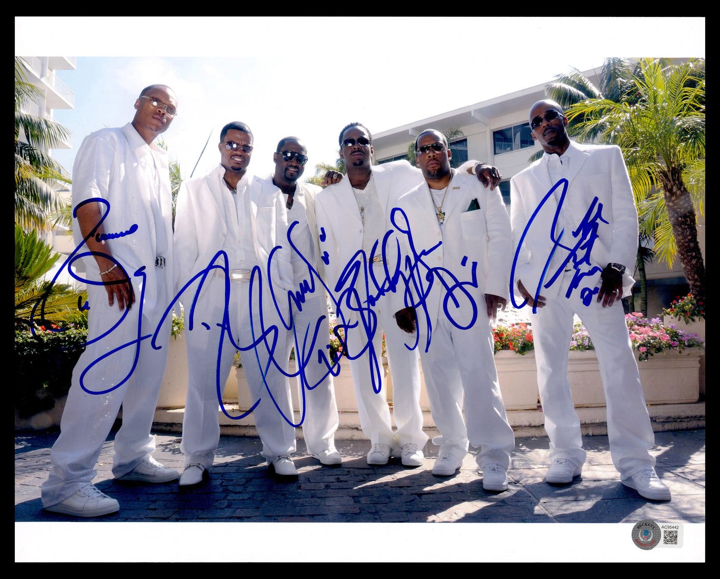 New Edition Autographed 11x14 Photo Group Signed By All 6 Beckett BAS #AC95442