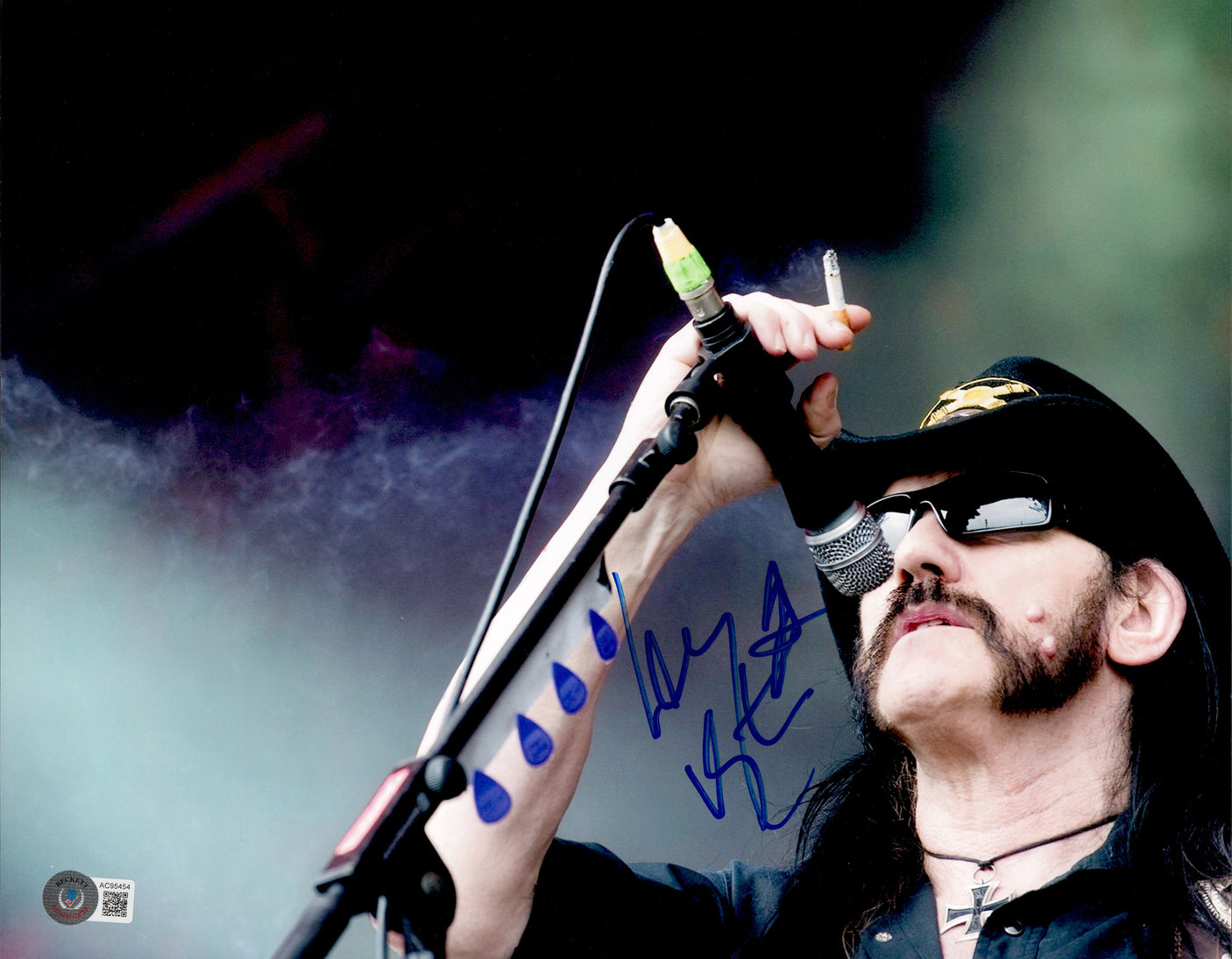 Lemmy Kilmister Autographed 11x14 Photo Motorhead Band Beckett BAS #AC95454
