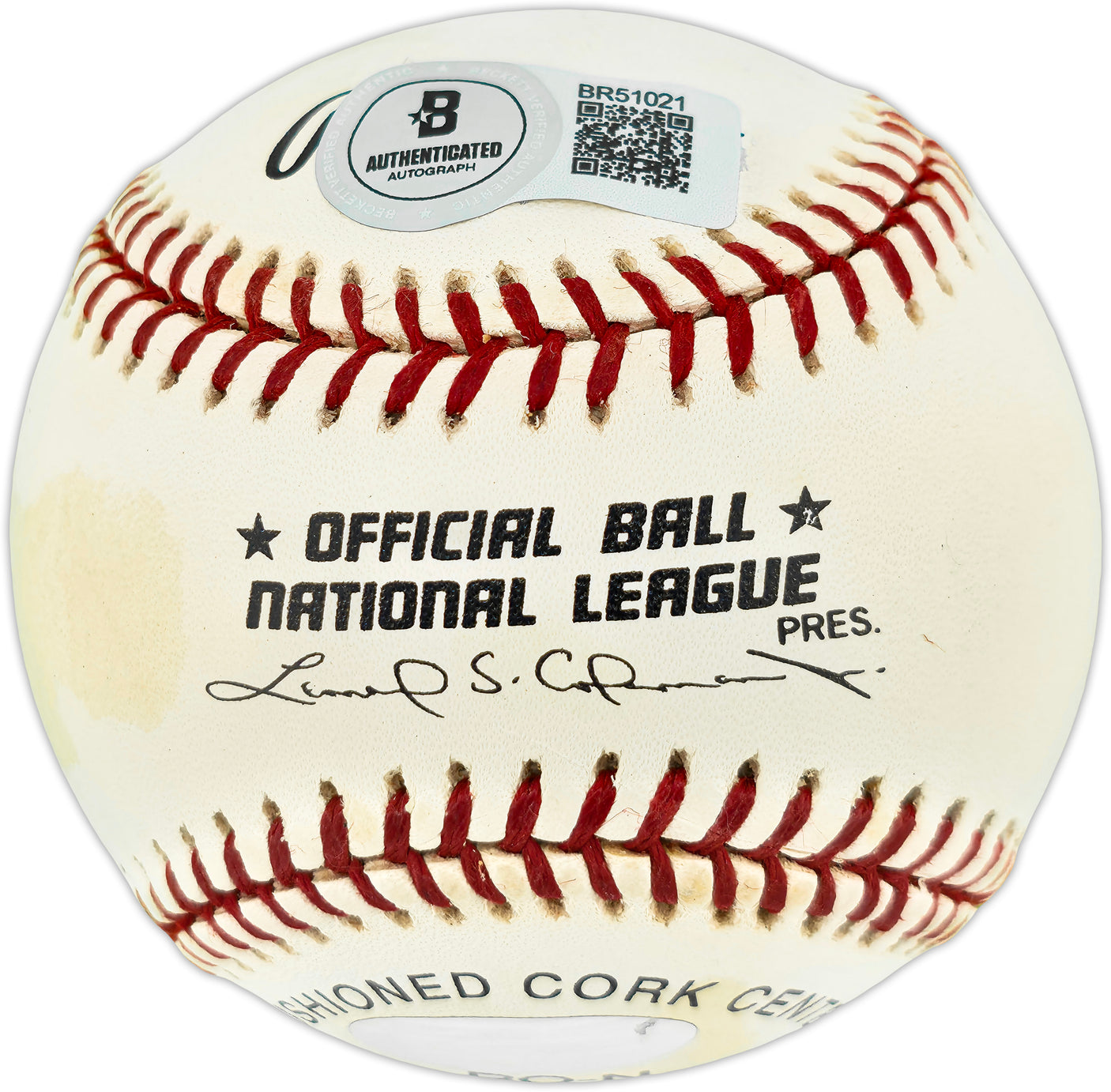 Stan Musial Autographed Official NL Baseball St. Louis Cardinals Beckett BAS QR #BR51021