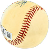 Eddie Mathews Autographed Official Feeney NL Baseball Milwaukee Braves Beckett BAS QR #BR51030