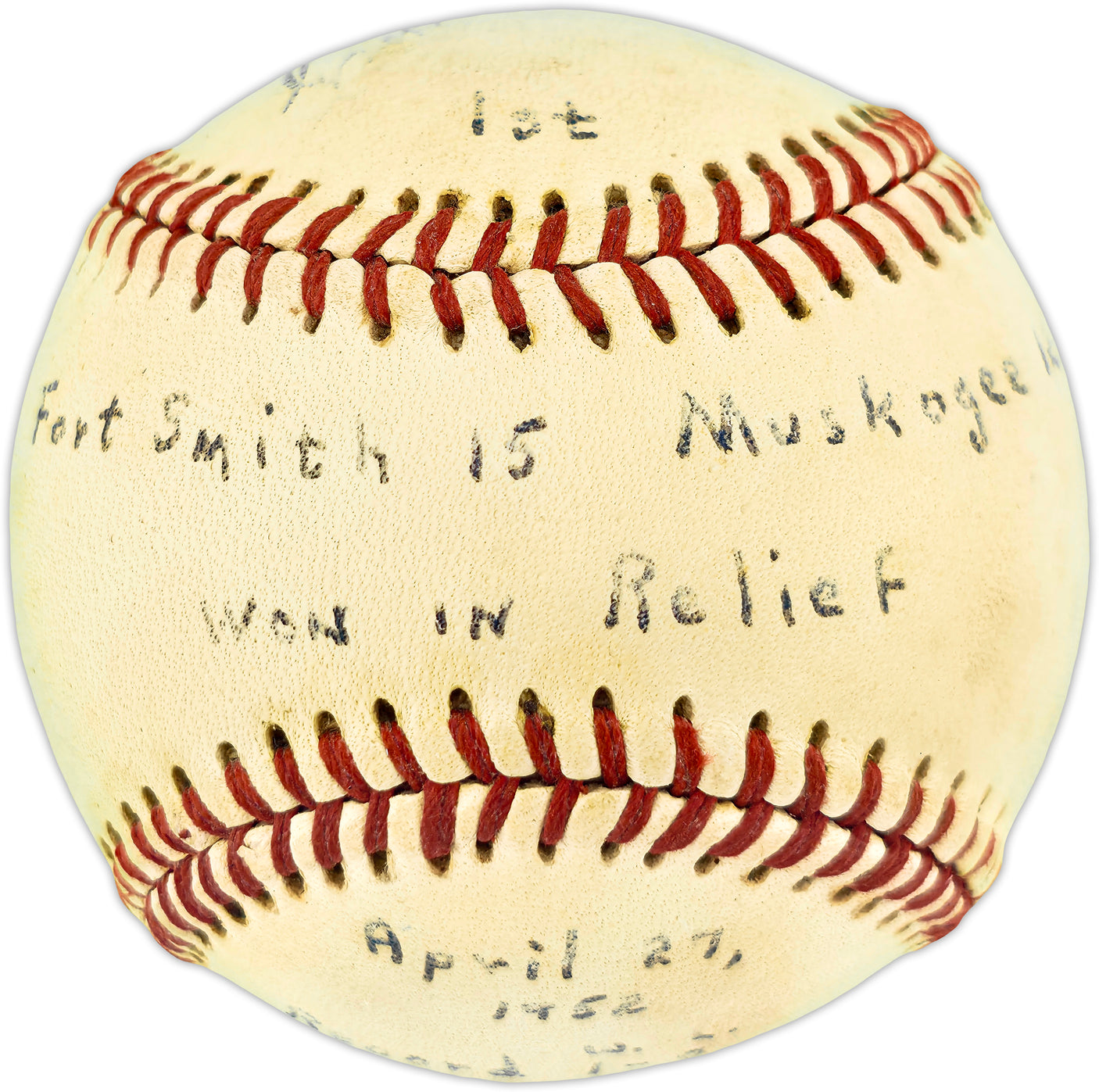 Dan Osinski Autographed Official Wilson Western Association Baseball Fort Smith Indians "1st win April 27, 1952" Beckett BAS QR #BR51039