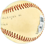 Dan Osinski Autographed Official Wilson Western Association Baseball Fort Smith Indians "1st win April 27, 1952" Beckett BAS QR #BR51039