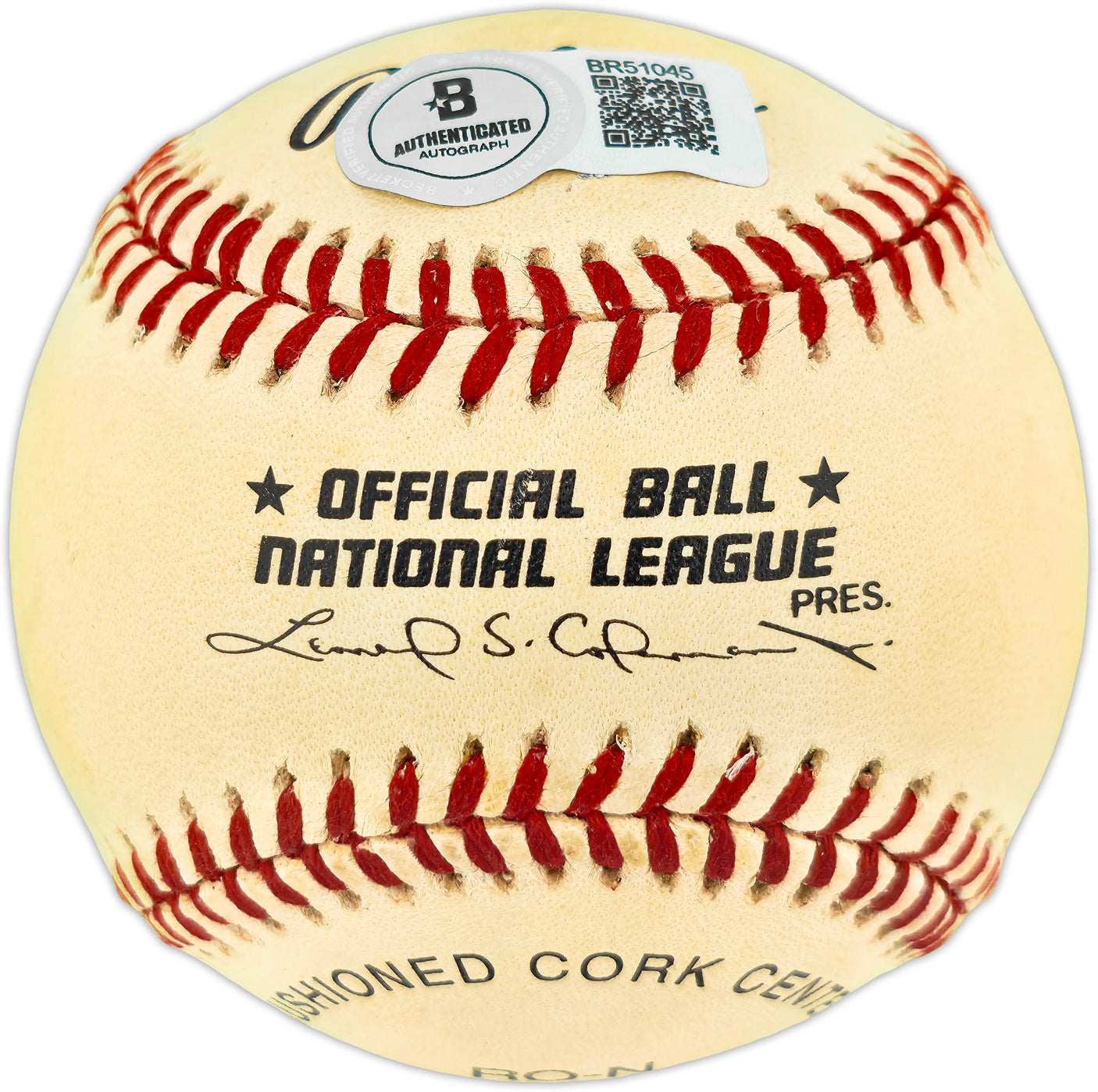 Tug McGraw Autographed Official NL Baseball Philadelphia Phillies, New York Mets Beckett BAS QR #BR51045