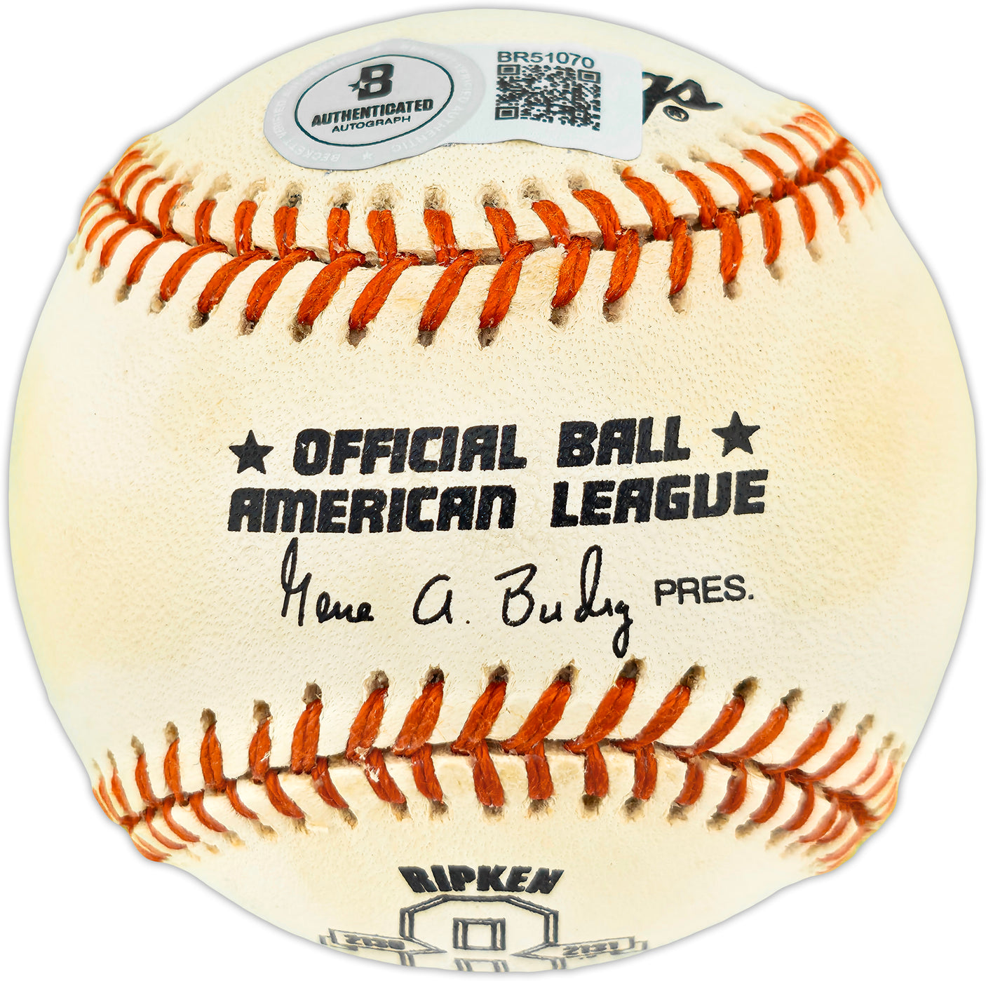 Jason Varitek Autographed Official #8 Logo AL Baseball Baltimore Orioles Beckett BAS QR #BR51070