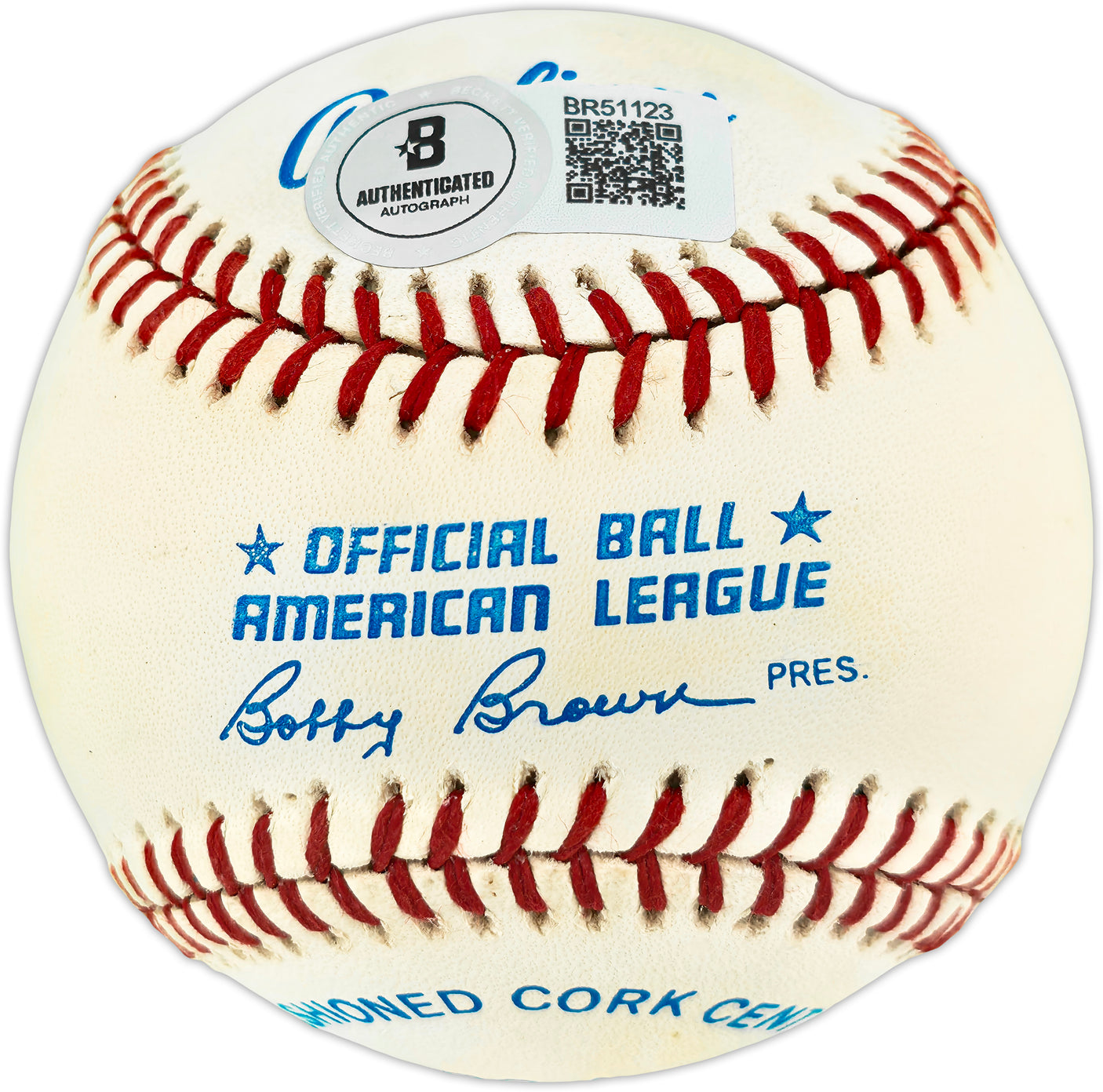 Frank Robinson Autographed Official AL Baseball Baltimore Orioles, Cincinnati Reds Beckett BAS QR #BR51123