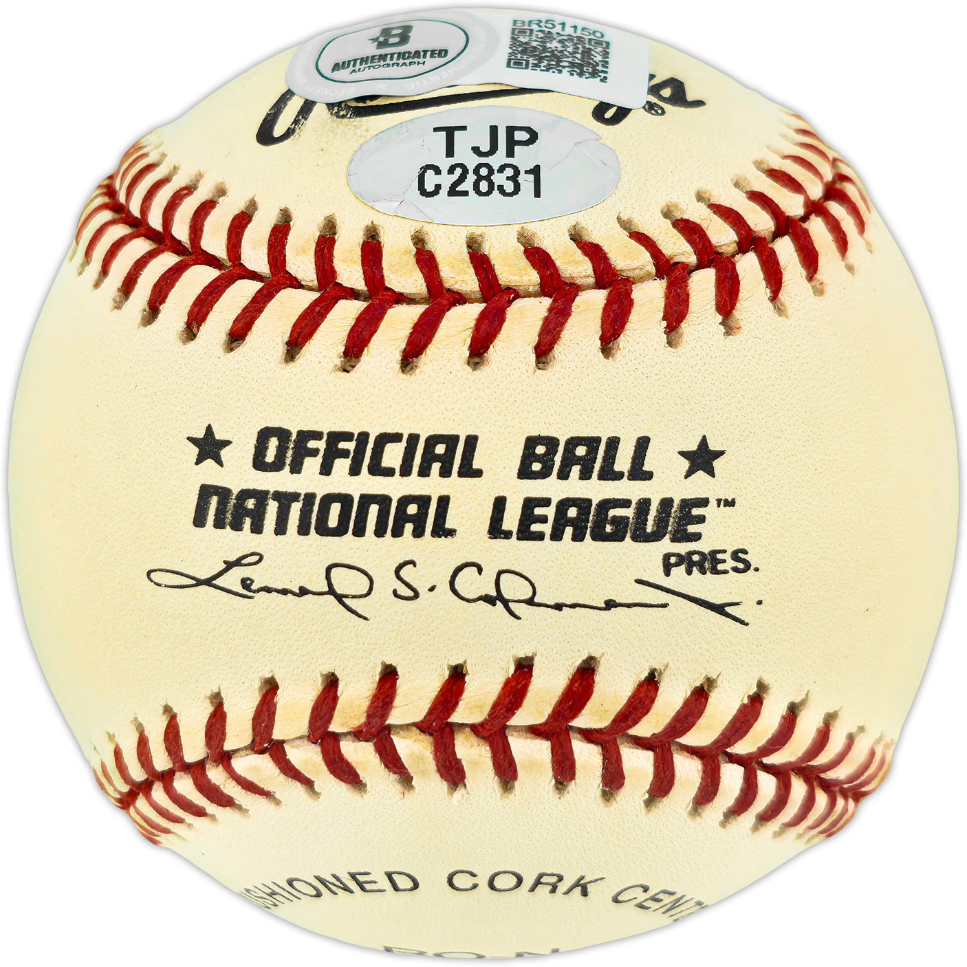 Billy Hatcher Autographed Official NL Baseball Cincinnati Reds, Chicago Cubs Beckett BAS QR #BR51150