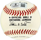 Lou Brock Autographed Official NL Baseball St. Louis Cardinals Beckett BAS QR #BR51156
