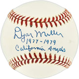 Dyar Miller Autographed Official League Baseball California Angels "1977-79 California Angels" Beckett BAS QR #BR51164