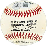 Eddie Mathews Autographed Official NL Baseball Milwaukee Braves Beckett BAS QR #BR51210