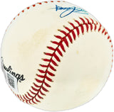 Eddie Mathews Autographed Official NL Baseball Milwaukee Braves Beckett BAS QR #BR51210