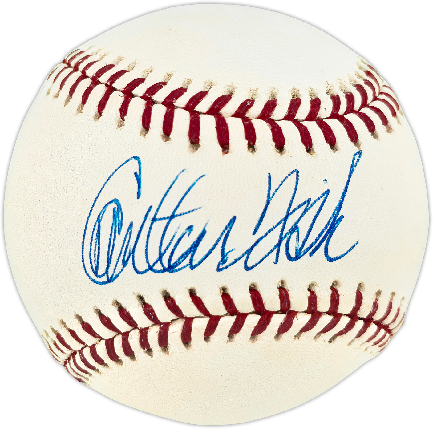 Carlton Fisk Autographed Official MLB Baseball Boston Red Sox, Chicago White Sox Beckett BAS QR #BR51218