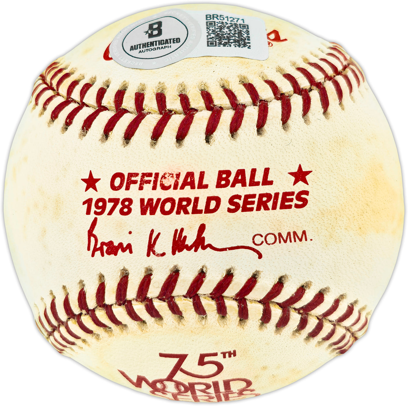 Mickey Rivers Autographed Official 1978 World Series Logo Baseball New York Yankees "The Quick" Beckett BAS QR #BR51271