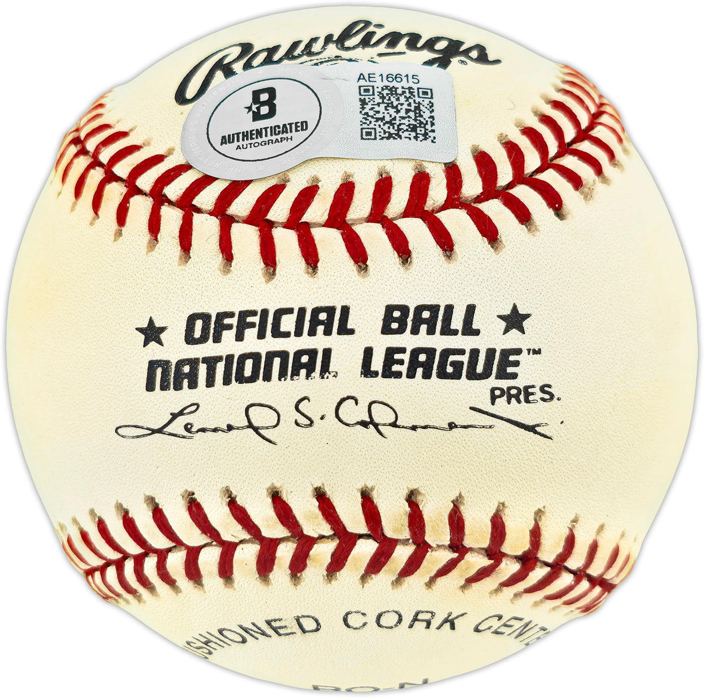 Willie Mays Autographed Official NL Baseball San Francisco Giants (Light) Beckett BAS #AE16615