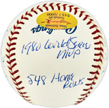 Mike Schmidt Autographed Official MLB Baseball Philadelphia Phillies Statball With 16 Stats #461/1000 Beckett BAS #AE16480