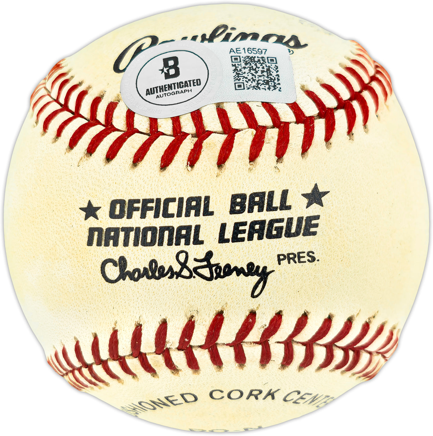 Willie Mays Autographed Official Feeney NL Baseball San Francisco Giants Beckett BAS #AE16597