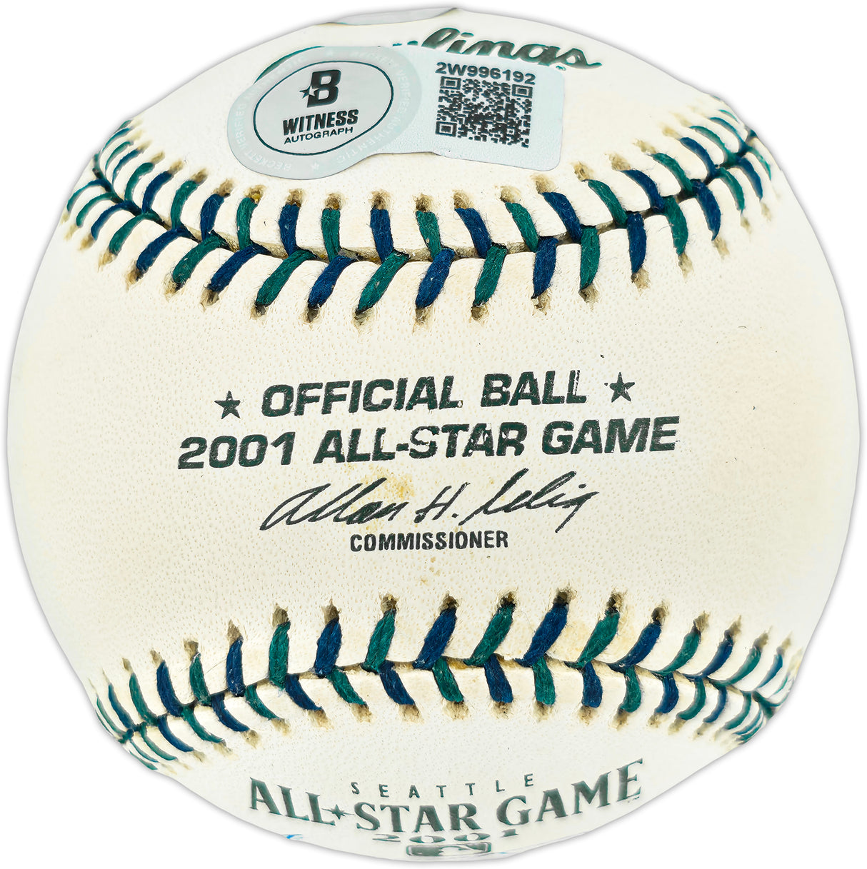 Ichiro Suzuki Autographed Official 2001 All Star Game Logo Baseball Seattle Mariners "01 ROY/MVP" IS Holo & Beckett BAS Witness #2W996192