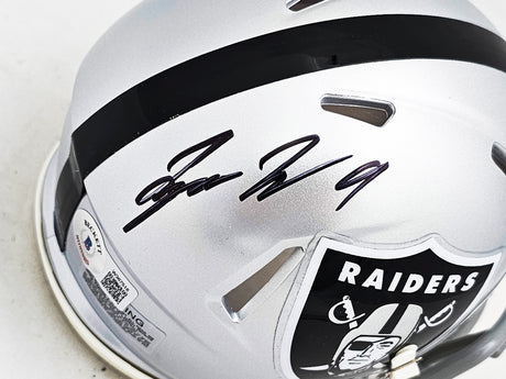 Tyree Wilson Autographed Las Vegas Raiders Silver Speed Mini Helmet Beckett BAS Witness Stock #215908