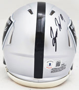 Tyree Wilson Autographed Las Vegas Raiders Silver Speed Mini Helmet Beckett BAS Witness Stock #215908