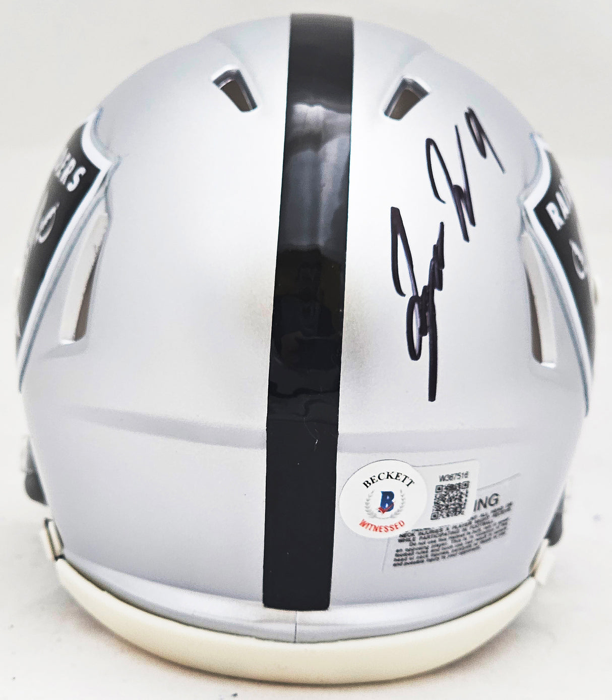 Tyree Wilson Autographed Las Vegas Raiders Silver Speed Mini Helmet Beckett BAS Witness Stock #215908