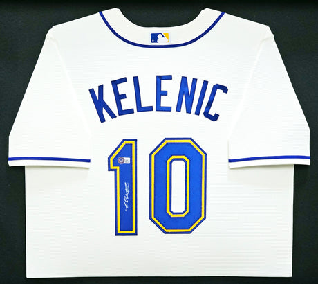 Seattle Mariners Jarred Kelenic Autographed Framed Cream Nike Jersey Beckett BAS Witness Stock #215855