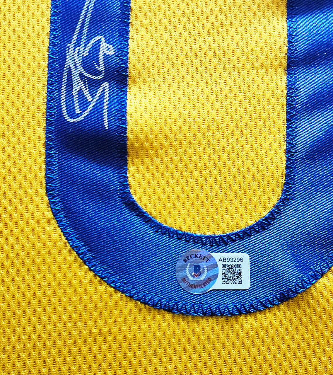 Golden State Warriors Stephen Curry Autographed Framed Yellow Jersey Beckett BAS Stock #266064