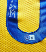 Golden State Warriors Stephen Curry Autographed Framed Yellow Jersey Beckett BAS Stock #266064