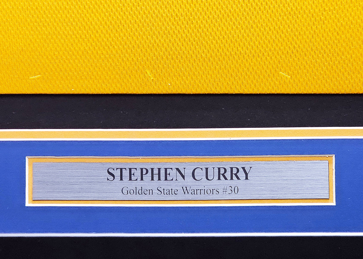 Golden State Warriors Stephen Curry Autographed Framed Yellow Jersey Beckett BAS Stock #215856