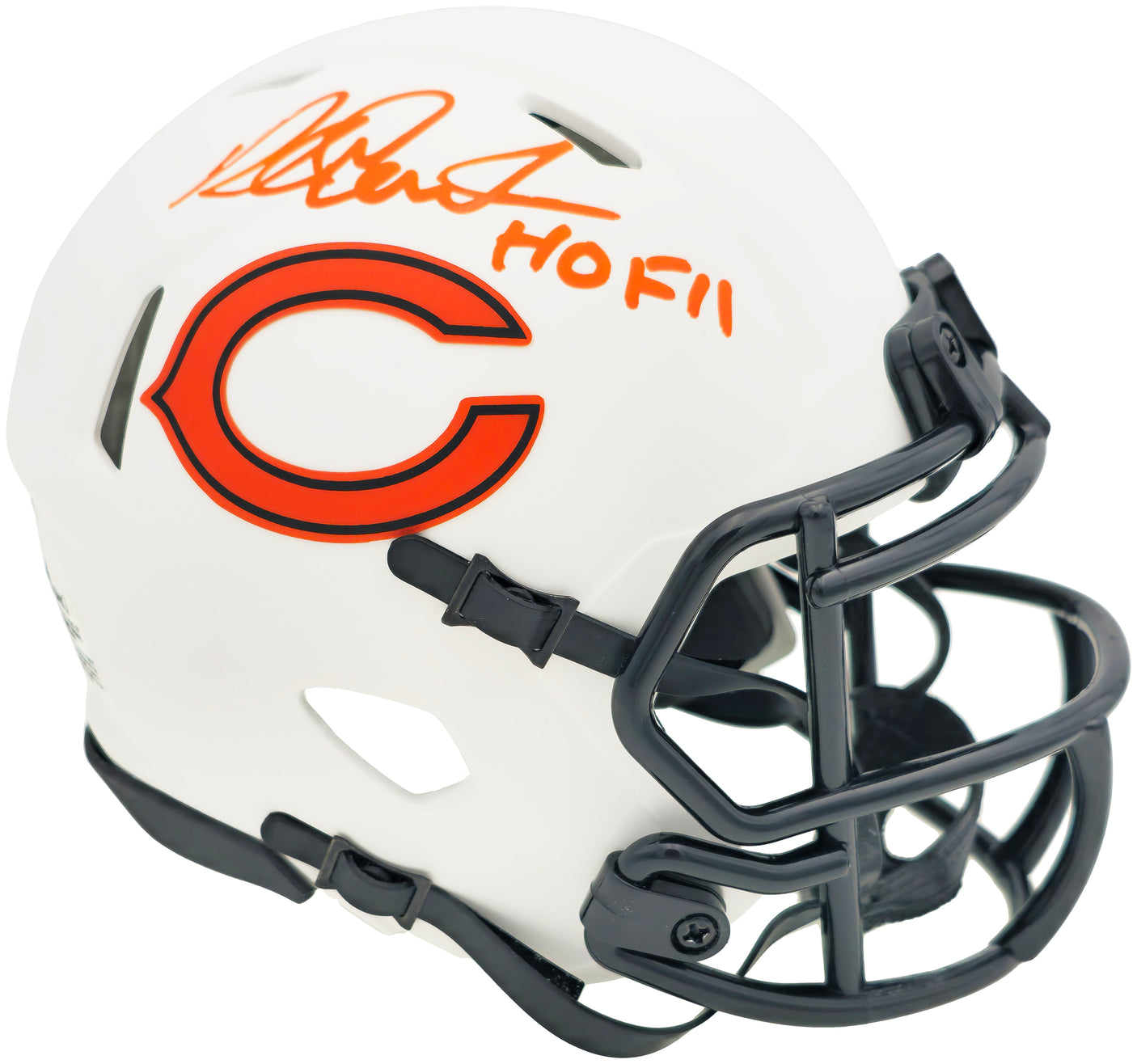 Richard Dent Autographed Chicago Bears Lunar Eclipse White Speed Mini Helmet "HOF 11" Beckett BAS Witness Stock #230264